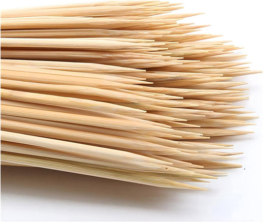 100PCS 6 Inch Bamboo Skewers for Wooden Sticks， Bbq，Appetiser，Fruit，Cocktail，Kabob，Chocolate Fountain，Grilling，Kitchen，Crafting and Party. Φ=4Mm, More Size Choices 6"/8"/10"/12"/36"
