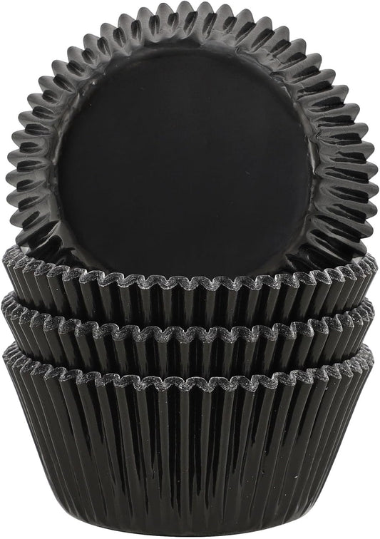 Black Foil Baking Cups Standard Size Cupcake Liners Muffin Liner for Baking, 100-Count